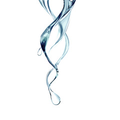 Splash of clear blue liquid, water. 3d illustration, 3d rendering.