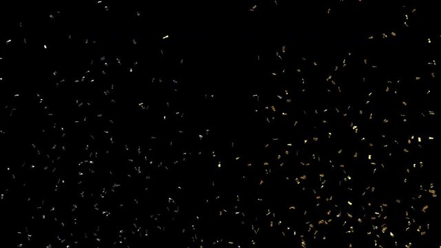   Gold Silver Confetti Slow Motion,Seamless loop, with Alpha Chanal.