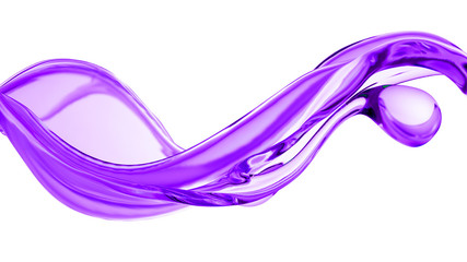 Splash of thick purple liquid. 3d illustration, 3d rendering.