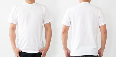 White T-Shirt front and back, Mockup template for design print - obrazy, fototapety, plakaty