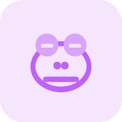 Sad frog with neutral face emoji with flat mouth expression