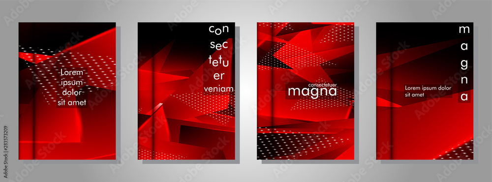 Wall mural set the triangle background light header banner. abstract composition of 3d triangles. modern geomet