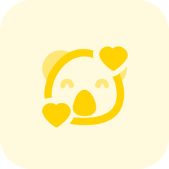Koala with hearts revolving around face emoticon