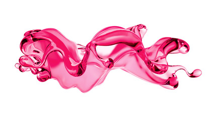 Splash of thick pink fluid. 3d illustration, 3d rendering.
