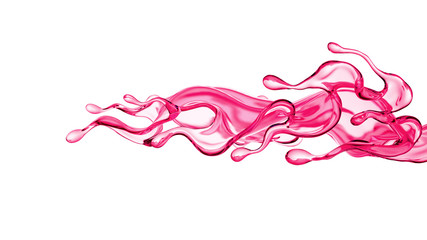 Splash of thick pink fluid. 3d illustration, 3d rendering.
