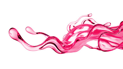 Splash of thick pink fluid. 3d illustration, 3d rendering.