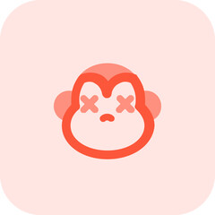 Mouthless monkey in neutral stage with eyes closed