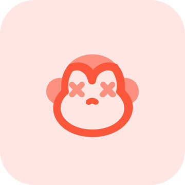 Mouthless monkey in neutral stage with eyes closed