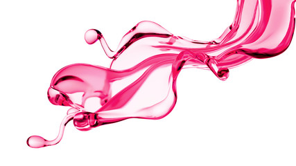 Splash of thick pink fluid. 3d illustration, 3d rendering.