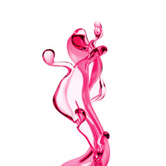 Splash of thick pink fluid. 3d illustration, 3d rendering.