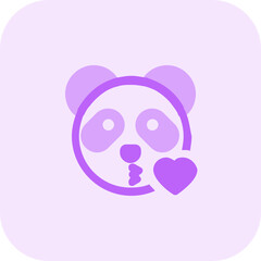 panda with big eyes emoji blowing kiss with heart