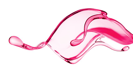 Splash of thick pink fluid. 3d illustration, 3d rendering.
