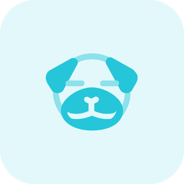 pug dog with eyes closed emoticon shared on social media