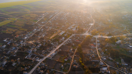 An alluring shot of a beautiful village, aerial view.