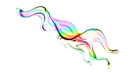Splash of multi-colored transparent liquid. 3d illustration, 3d rendering.
