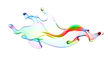 Naklejka na ściany i meble Splash of multi-colored transparent liquid. 3d illustration, 3d rendering.