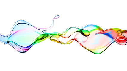 Fototapeta premium Splash of multi-colored transparent liquid. 3d illustration, 3d rendering.
