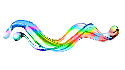 Splash of multi-colored transparent liquid. 3d illustration, 3d rendering.