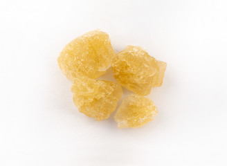 rock sugar crystals group on white background