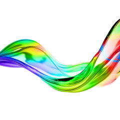 Splash of multi-colored transparent liquid. 3d illustration, 3d rendering.