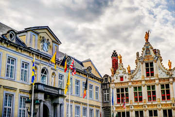 Fototapeta na wymiar Iconic buildings along the streets of Bruges Belgium