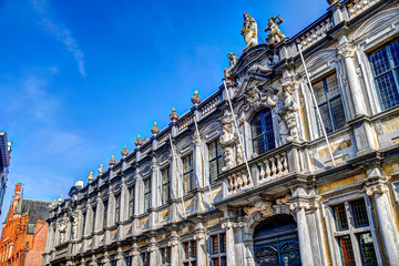 Fototapeta na wymiar Iconic buildings along the streets of Bruges Belgium