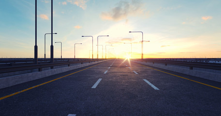 Fototapeta na wymiar Empty highway, concrete road. 3D illustration. 