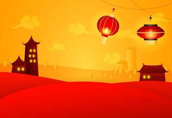 Obraz premium Chinese suburb with lanterns