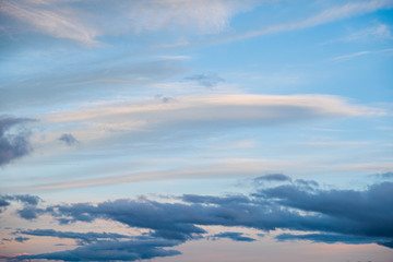 Clouds near sunset before rain blue sky