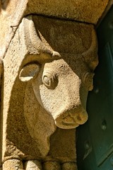 Detail of Romanesque monastery of Paco de Sousa in Penafiel, Portugal