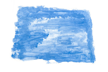 blue brush stroke painted with watercolor paint isolated on white background