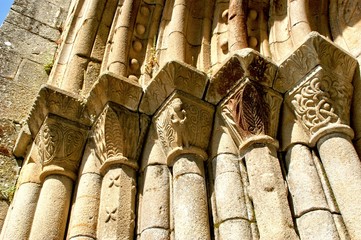 Detail of Romanesque monastery of Paco de Sousa in Penafiel, Portugal