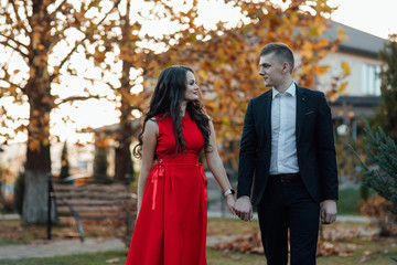 Happy newlyweds charming positive girl and nice guy enjoying chatting with each other during honeymoon