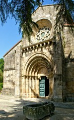 Detail of Romanesque monastery of Paco de Sousa in Penafiel, Portugal