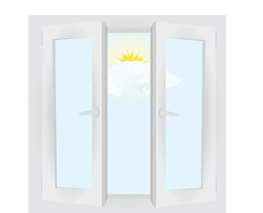 Open home window. vector illustration