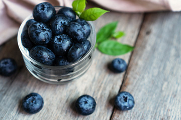 Freshly blueberries in glass