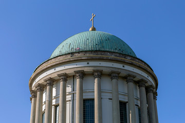 Esztergom Basilica in Hungary on a hot summer day.