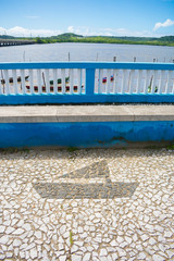 Portuguese pavement with boat pattern on the promenade in Itapissuma - Pernambuco, Brazil