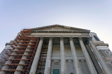 Naklejka premium Esztergom Basilica in Hungary on a hot summer day.