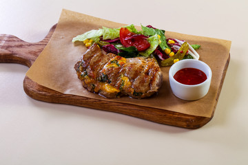Grilled pork with cheese