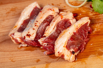 Raw lamb meat