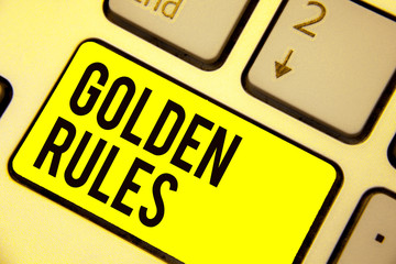 Word writing text Golden Rules. Business concept for Basic principle that should be followed Important Principle Keyboard yellow key Intention create computer computing reflection document