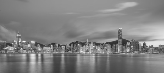 Panoramic view of Victoria Harbor and Hong Kong skyline