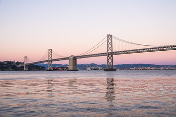 Fototapeta na wymiar View of the Oakland Bay Bridge on a clear sunny day, San Francisco, California