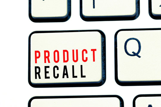 Writing note showing Product Recall. Business photo showcasing Request by a company to return the product due to some issue.