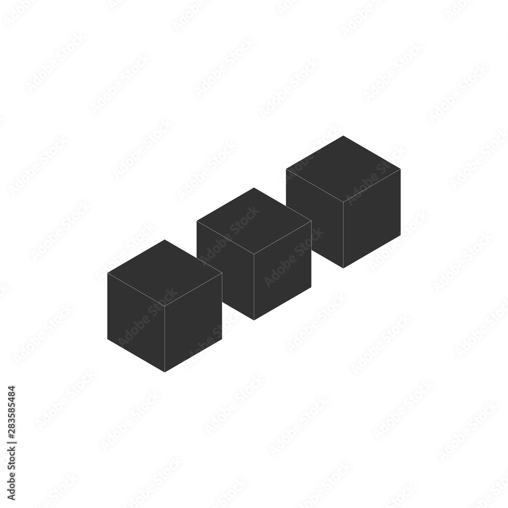 Poster three cubes in row, layout icon. vector layers icon vector icon isolated on white background.