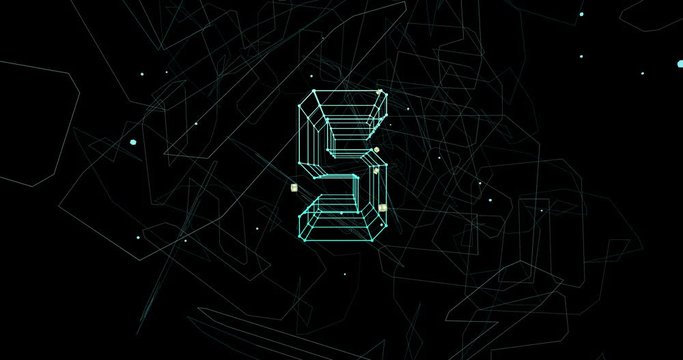 Countdown timer 4K clip with alpha channel. Numbers from 10 to 0 in modern neon light style showing remaining time