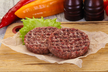 Raw burger cutlet