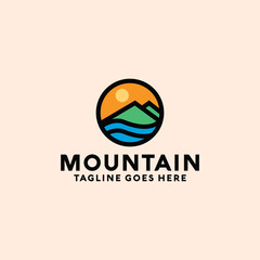 Colorful Mountain Logo Vector Logo Design Template. Exploration and Survival Icon. Panorama And Mountain Symbol.