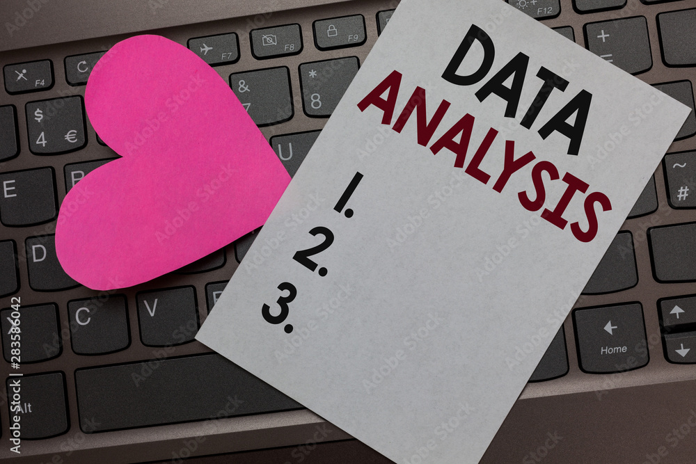 Poster handwriting text data analysis. concept meaning translate numbers to analytical conclusion forecasti
